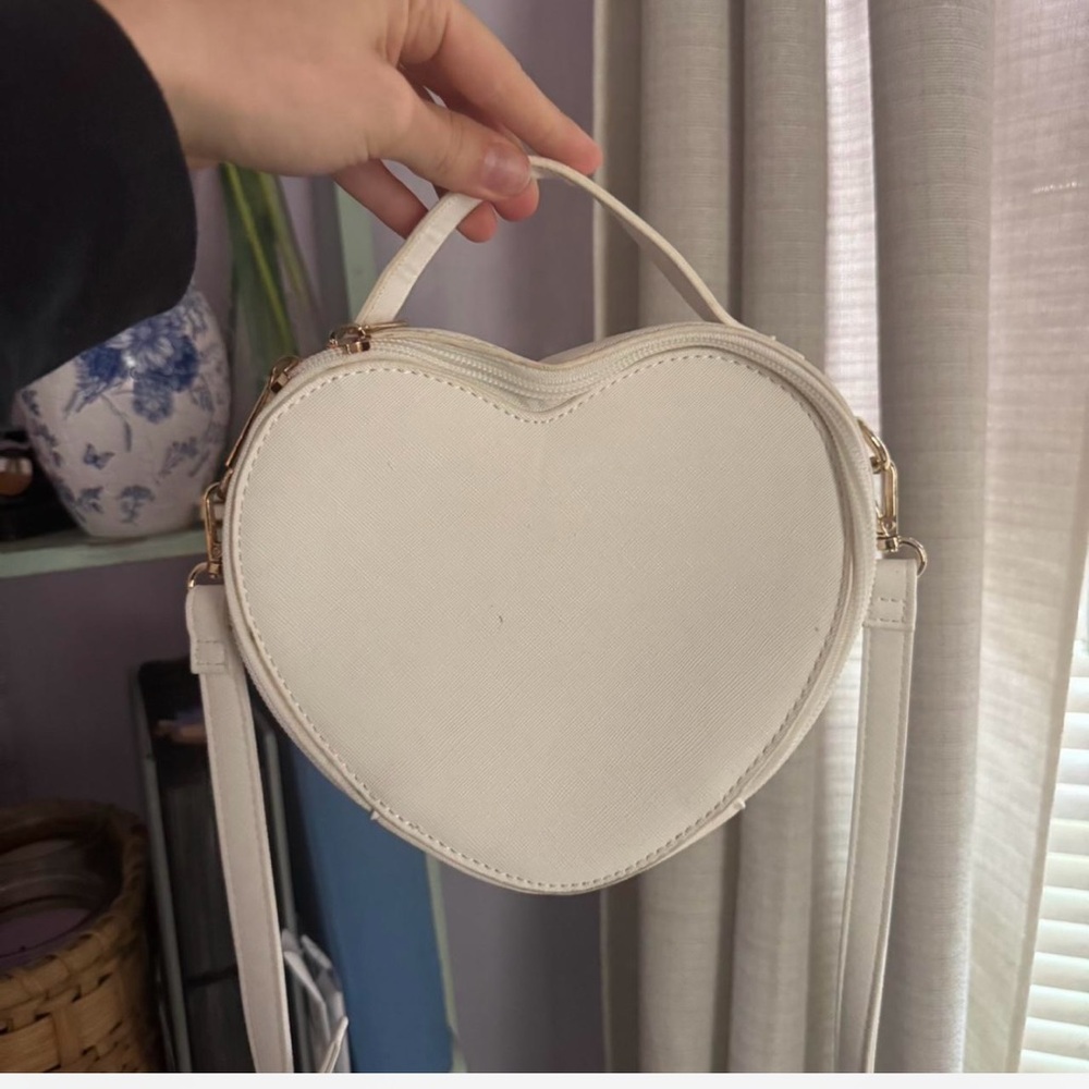 Forever 21 White Crossbody Bag with Heart Shape